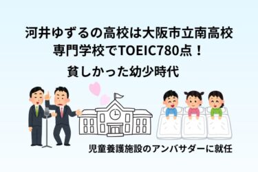 河井ゆずるの高校は大阪市立南高校で専門学校でTOEIC780点!貧しかった幼少時代