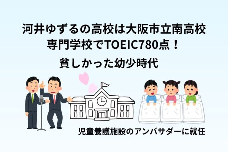 河井ゆずるの高校は大阪市立南高校で専門学校でTOEIC780点！貧しかった幼少時代