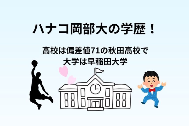 ハナコ岡部大の高校は偏差値71の秋田高校！大学は早稲田大学の高学歴