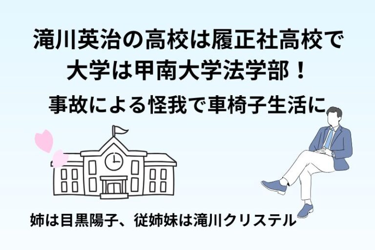 滝川英治の高校は履正社高校で大学は甲南大学法学部!事故による怪我で車椅子生活に